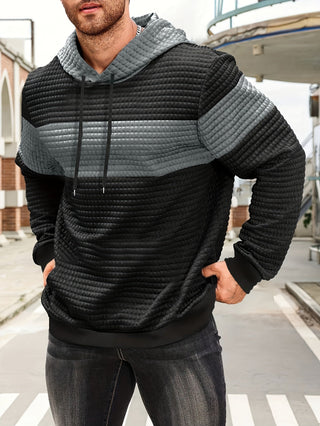 Tavren | Men's Textured Color Block Pullover Hoodie