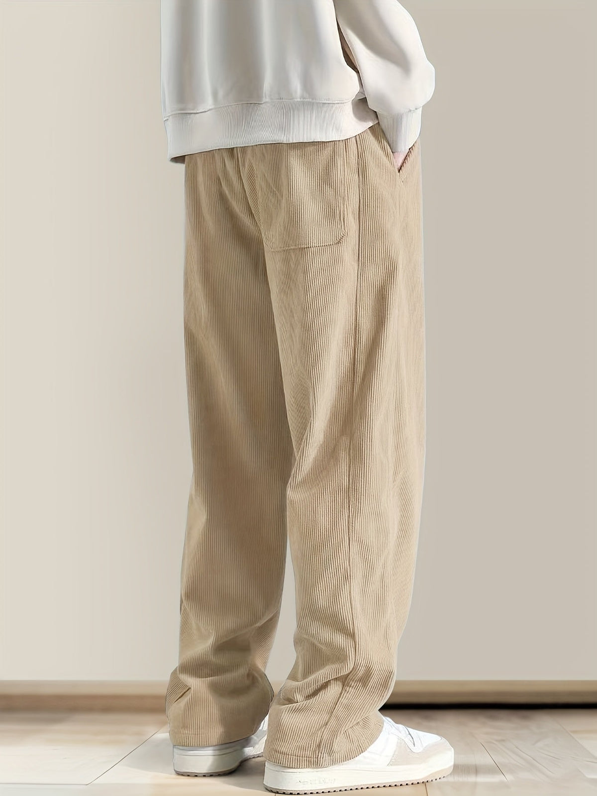 Relaxed corduroy drawstring casual trousers for men | Ellison -8
