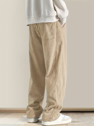 Relaxed corduroy drawstring casual trousers for men | Ellison -8