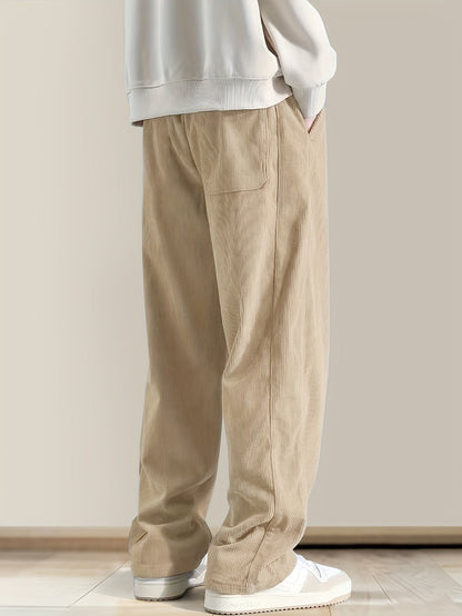 Relaxed corduroy drawstring casual trousers for men | Ellison -8