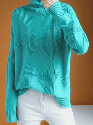 Mirelle | Women's Textured Turtleneck Diamond Knit Sweater