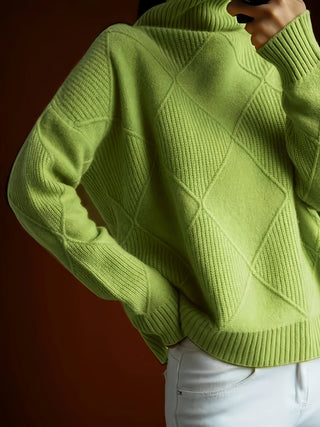 Mirelle | Women's Textured Turtleneck Diamond Knit Sweater