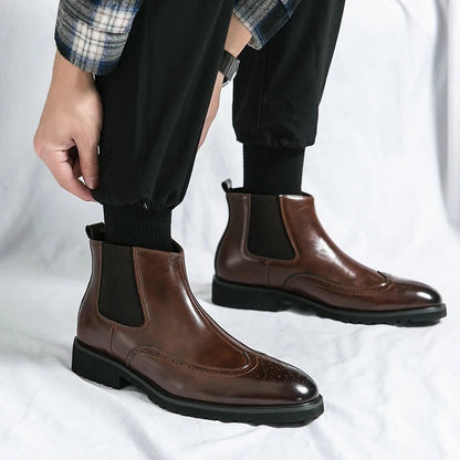 Genuine leather brogue-detail Chelsea boots for men | Alden -6
