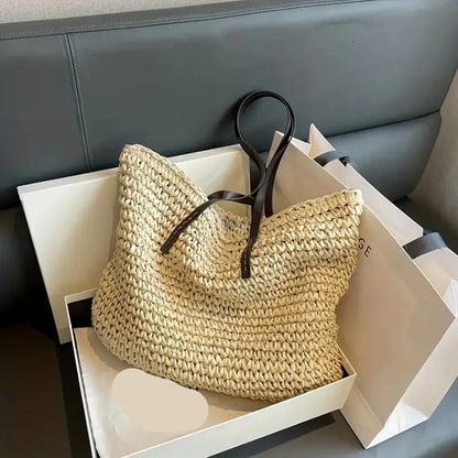 Marigold | Woven Straw Beach Tote Bag