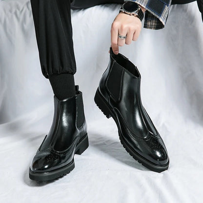 Genuine leather brogue-detail Chelsea boots for men | Alden -17