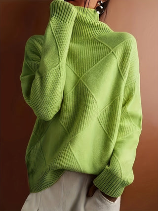 Mirelle | Women's Textured Turtleneck Diamond Knit Sweater