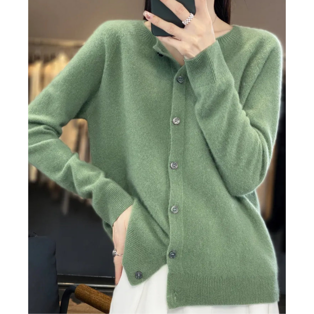 Classic button-front refined everyday cardigan for women | Aurelia -5