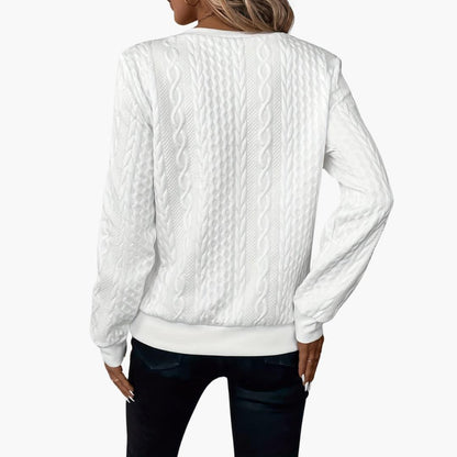 Cable-knit zip-neckline cosy pullover for women | Marvella -3