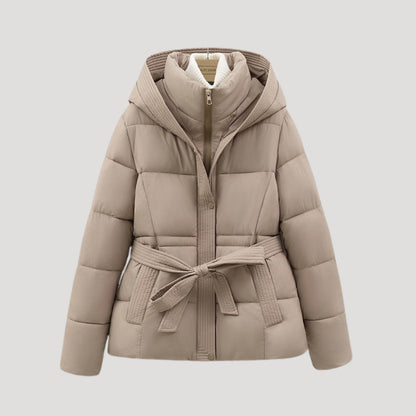 Belted hooded puffer coat for women | Puffette -4