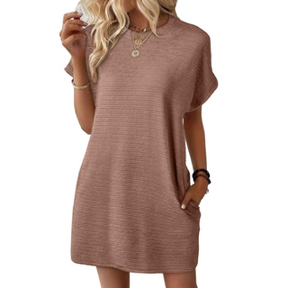 Casual minimalist round-neck everyday summer dress for women | Evasha -8