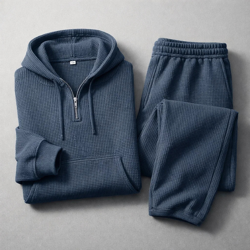 Relaxed waffle-knit matching set for men | Hudson -8