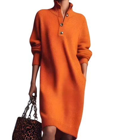 Marisande | Women's High Collar Button Knit Dress