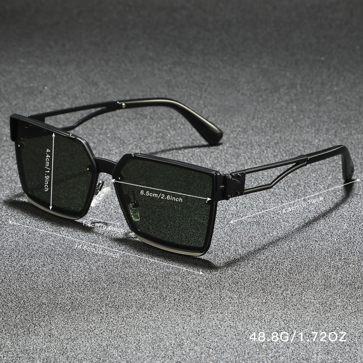 Retro half-frame gradient fashion sunglasses for men | Viridian -8