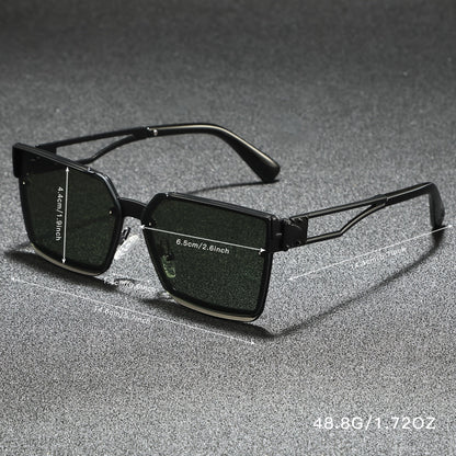 Retro half-frame gradient fashion sunglasses for men | Viridian -8