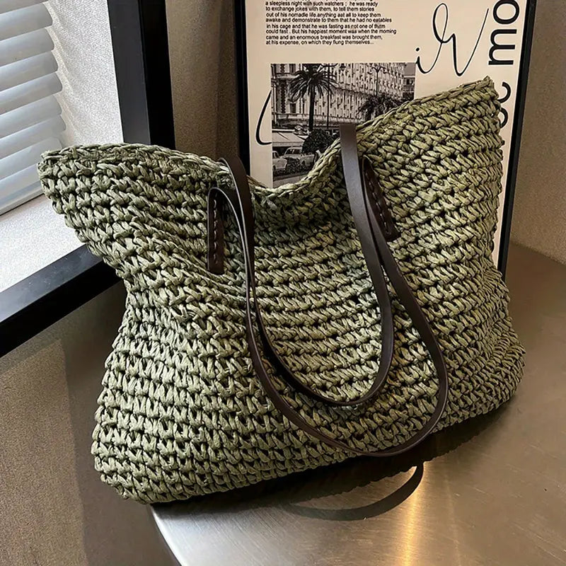 Marigold | Woven Straw Beach Tote Bag