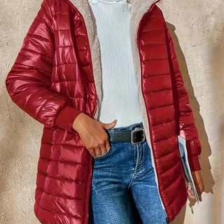 Elvanna | Women's Quilted Longline Coat with Ribbed Cuffs