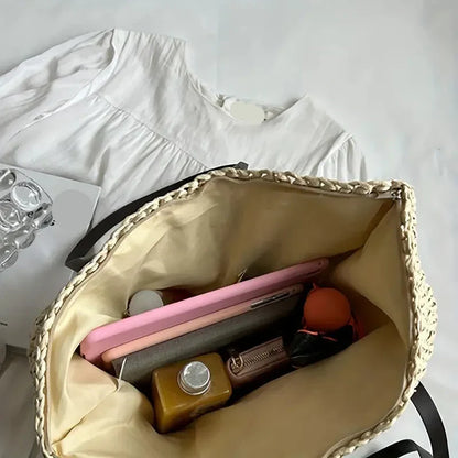 Marigold | Woven Straw Beach Tote Bag