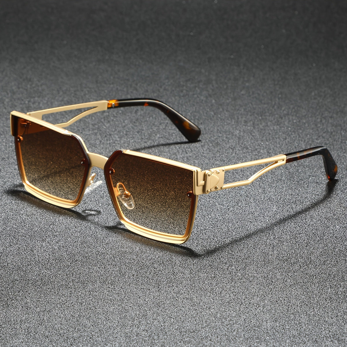 Retro half-frame gradient fashion sunglasses for men | Viridian -2