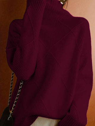 Mirelle | Women's Textured Turtleneck Diamond Knit Sweater
