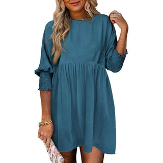 Casual crew-neck loose-fit everyday mini dress for women | Mirasol -7