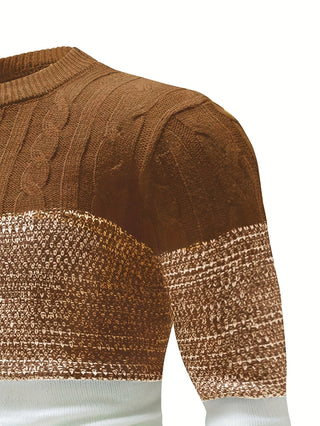 Valren | Men's Color Block Crew Neck Knit Sweater