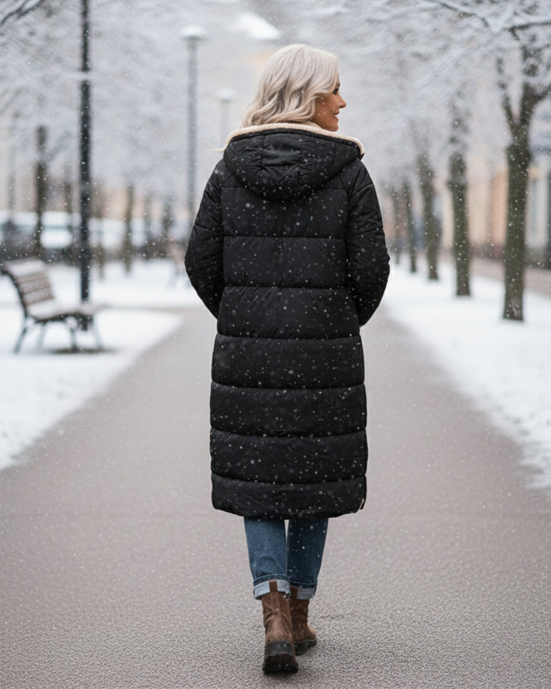 Cosy sherpa hooded winter coat for women | Eleanor -13