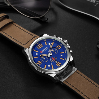 Chronograph leather-strap classic watch for men | The Hudson Classic -16