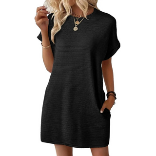 Casual minimalist round-neck everyday summer dress for women | Evasha -9