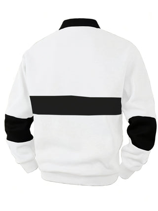 Calvren | Men's Color Block Long Sleeve Polo Shirt