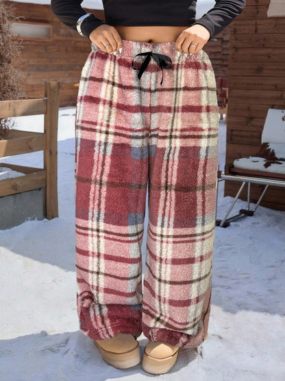 Fern | Women's Plaid Fleece Wide Leg Sweatpant
