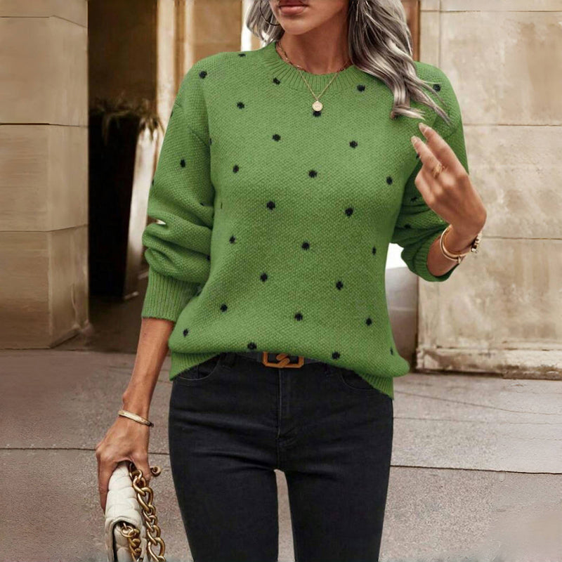 Polka dot cosy knit sweater for women | Lunette -2