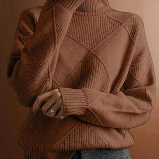 Mirelle | Women's Textured Turtleneck Diamond Knit Sweater