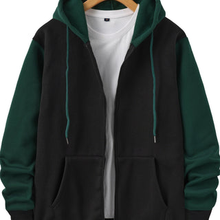 Dervan | Men's Color Block Full Zip Hooded Sweatshirt