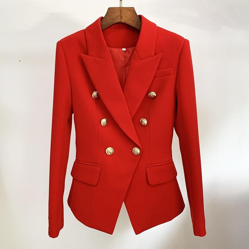 Double-breasted gold-button tailored blazer for women | Vivienne -10