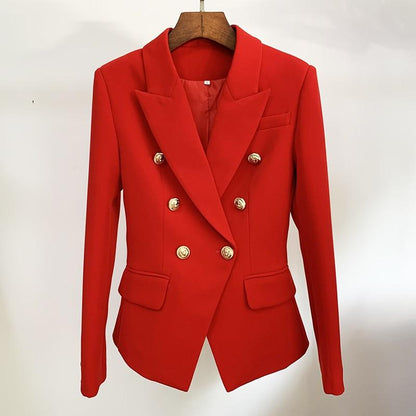 Double-breasted gold-button tailored blazer for women | Vivienne -10