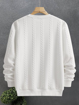 Alveron | Men's Textured Crew Neck Cable Knit Sweatshirt