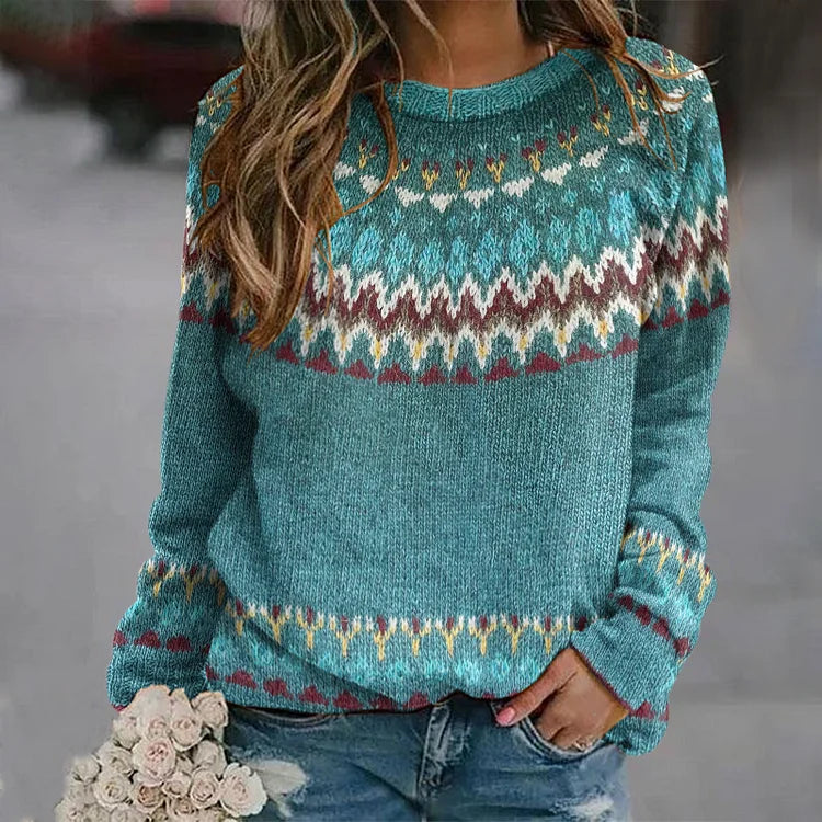 Patterned cosy knit jumper for women | Elwynda -1