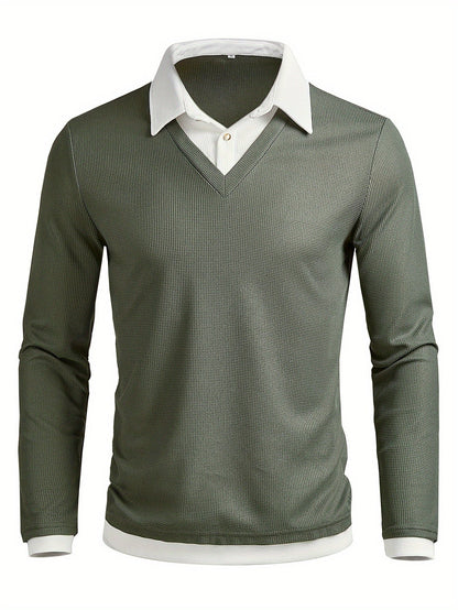 Velorin | Men's Textured Knit Contrast Collar Sweater