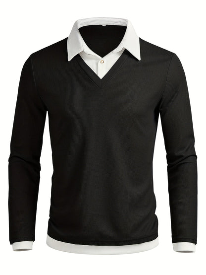 Velorin | Men's Textured Knit Contrast Collar Sweater