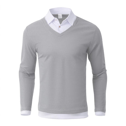 Velorin | Men's Textured Knit Contrast Collar Sweater