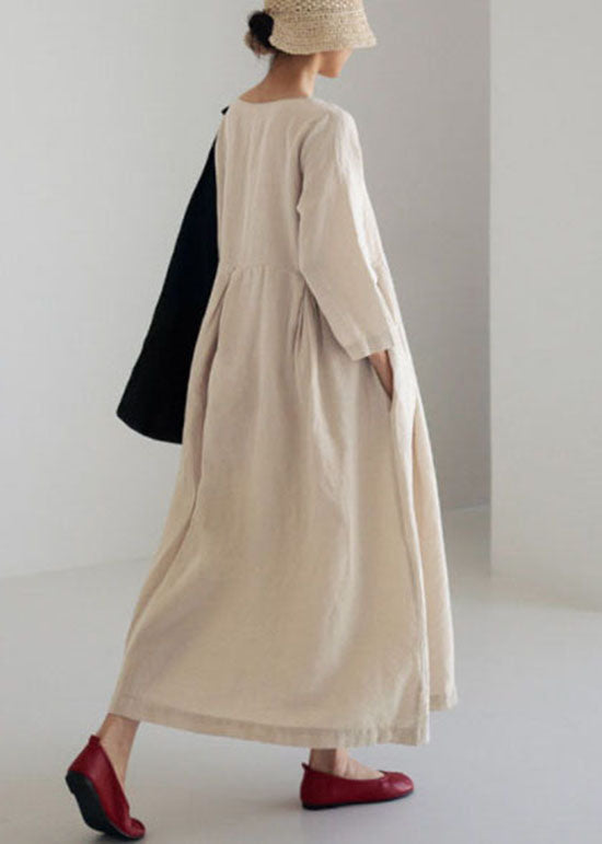 Apricot Patchwork Pocket Spring Dress for Women | Marielle