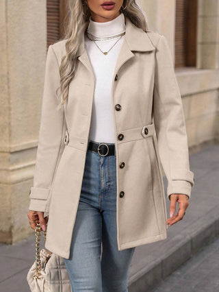 Mirevane | Women's Wool Blend Belted Trench Coat with Collar
