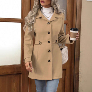 Mirevane | Women's Wool Blend Belted Trench Coat with Collar