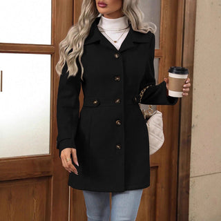 Mirevane | Women's Wool Blend Belted Trench Coat with Collar
