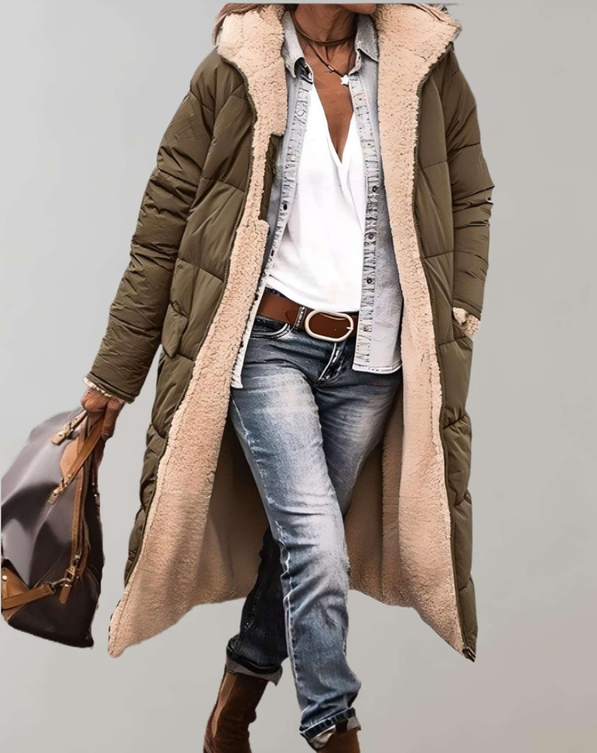 Full-length quilted hooded puffer coat for women | Aurora -6