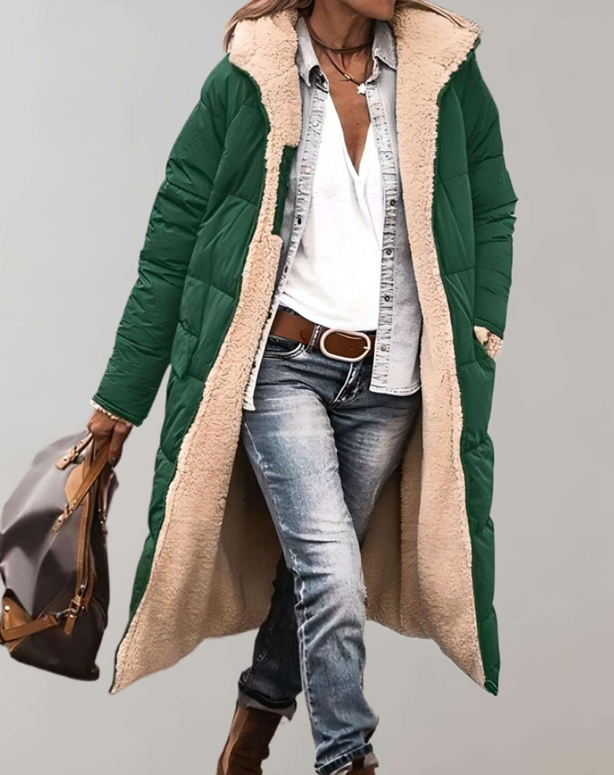 Full-length quilted hooded puffer coat for women | Aurora -5
