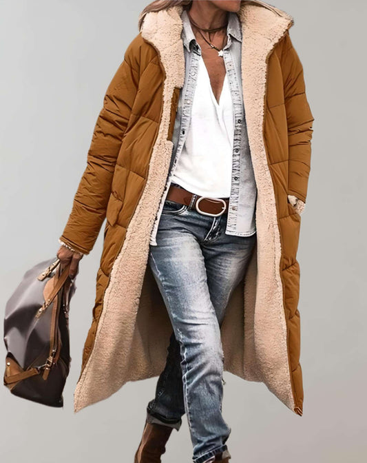 Full-length quilted hooded puffer coat for women | Aurora -1