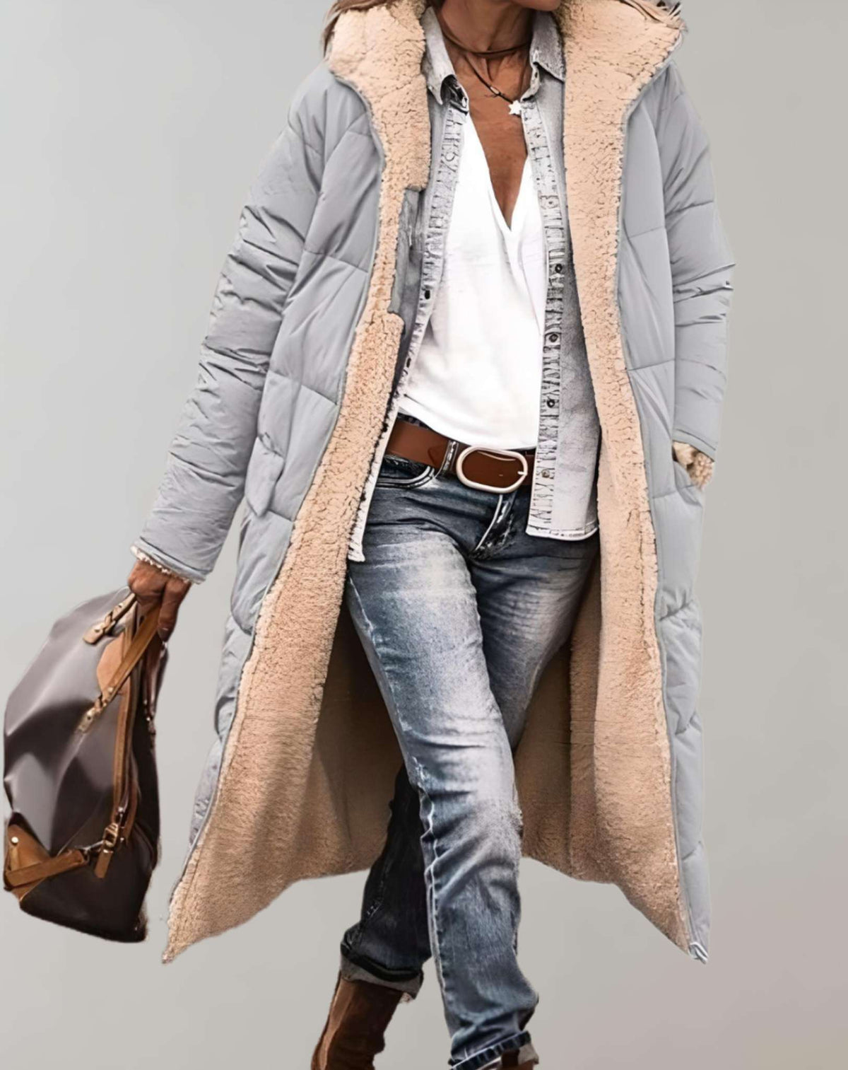 Full-length quilted hooded puffer coat for women | Aurora -3