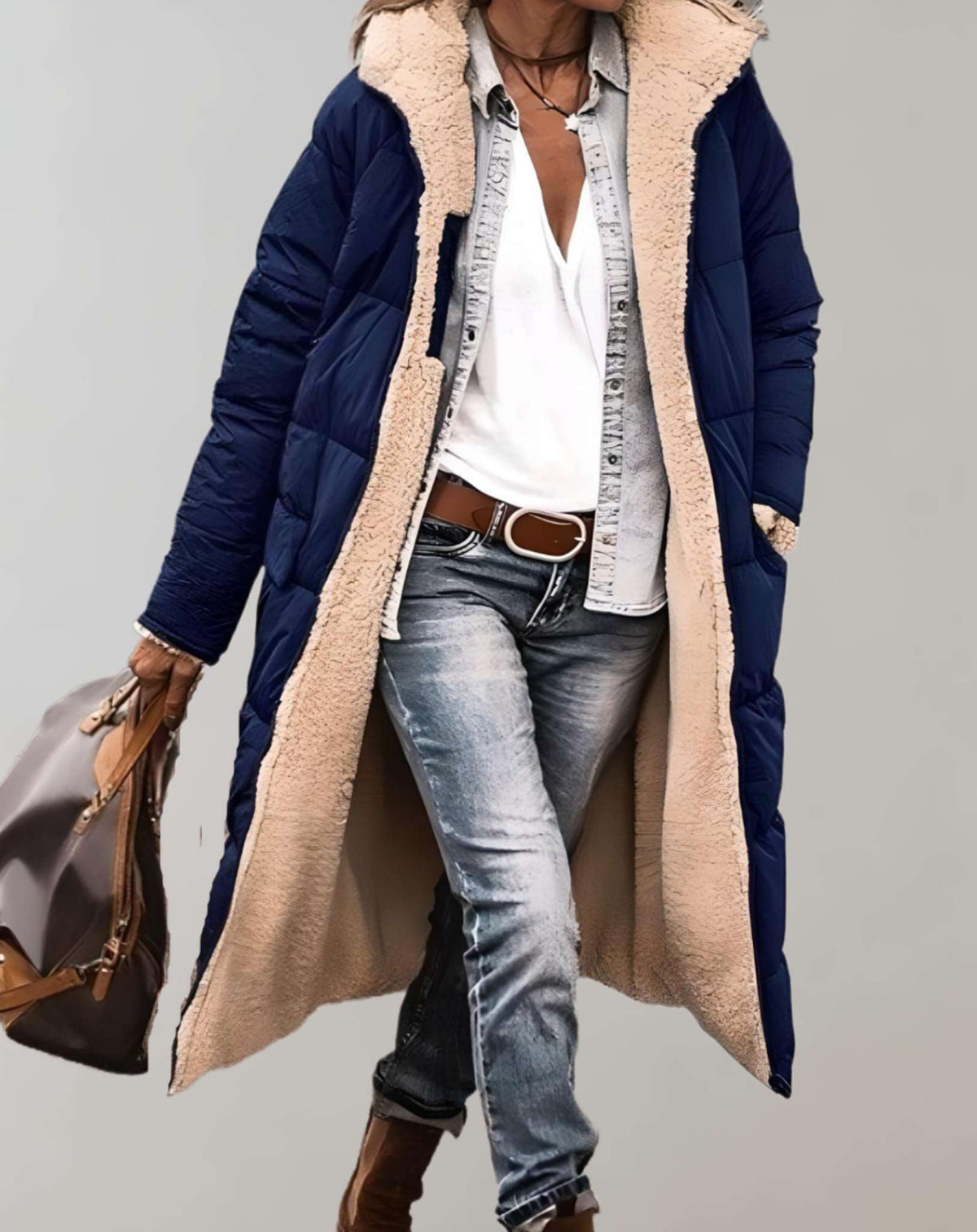 Full-length quilted hooded puffer coat for women | Aurora -4