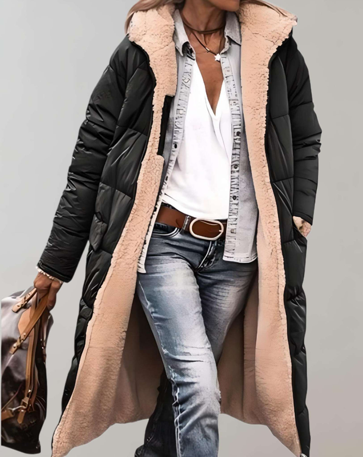 Full-length quilted hooded puffer coat for women | Aurora -2